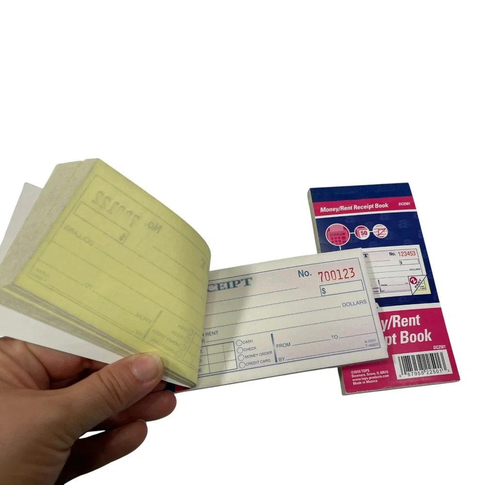 Adams 2.75x5.375 Pink Money Rent Receipt Book 2-Part Carbonless Numbered DC2501